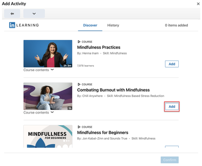 LinkedIn Learning Search page results for Mindfulness