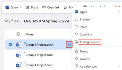 Manage access to the file