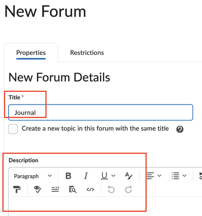 Create a journal forum