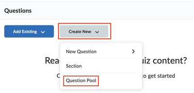 Create new questions from question pool