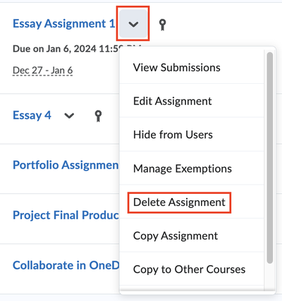 Delete an assignment