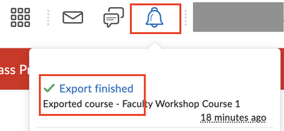 course export complete message