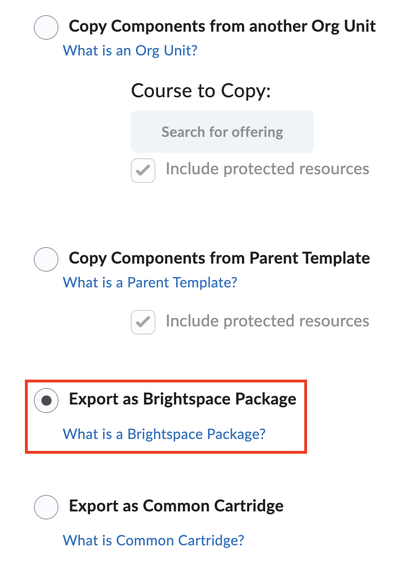 Export course package