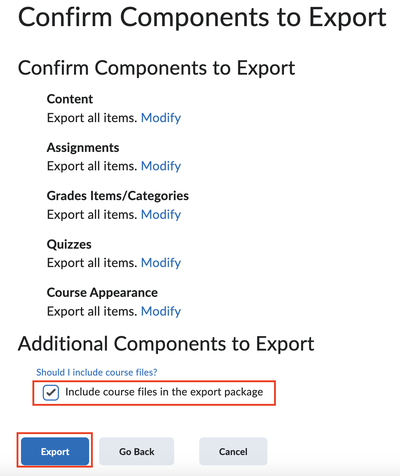Review export components
