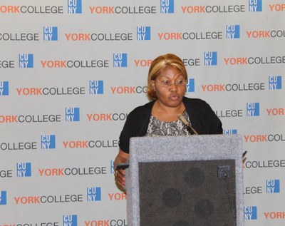 Alumni speaker at the York College Reunion